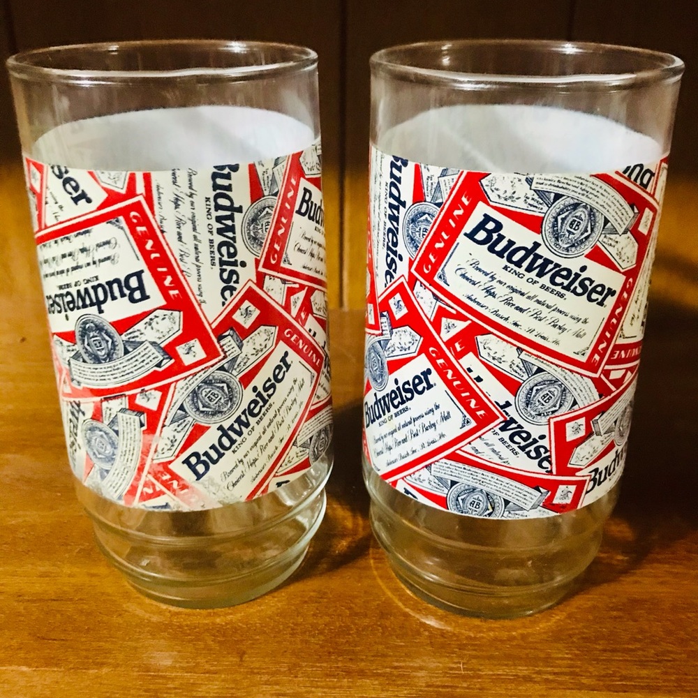 Two Vintage Budweiser Glasses